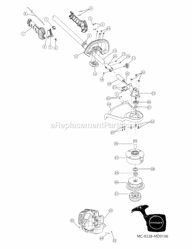 General Assembly Diagram and Parts List for CCC3075 41ADC75C950 Cub Cadet Trimmer